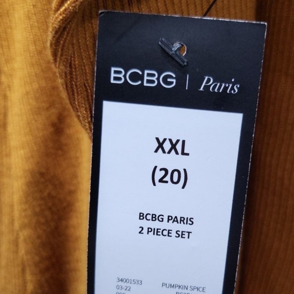 BCBG Crop Top Pant Set Ribbed Pumpkin Spice XXL - Picture 10 of 11